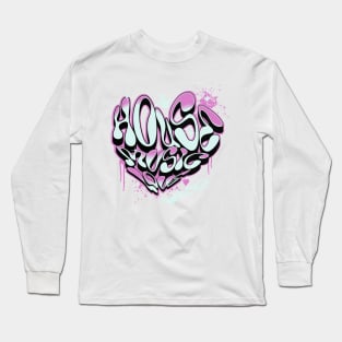 HOUSE MUSIC - Graffiti Love Heart (Pink) Long Sleeve T-Shirt